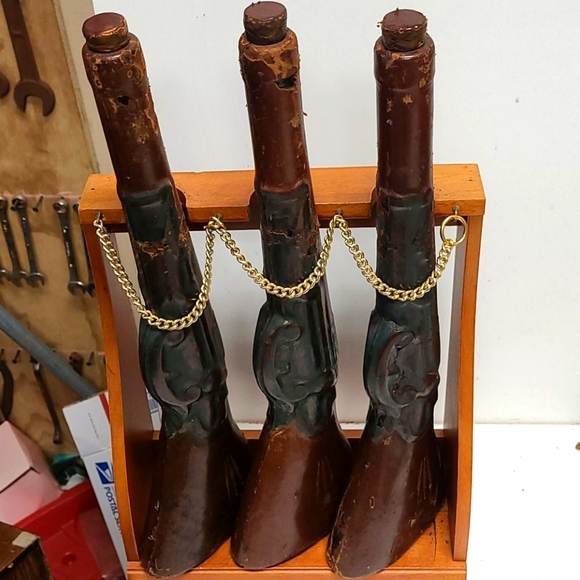 Antique Italian liquor decenters shaped like rifle